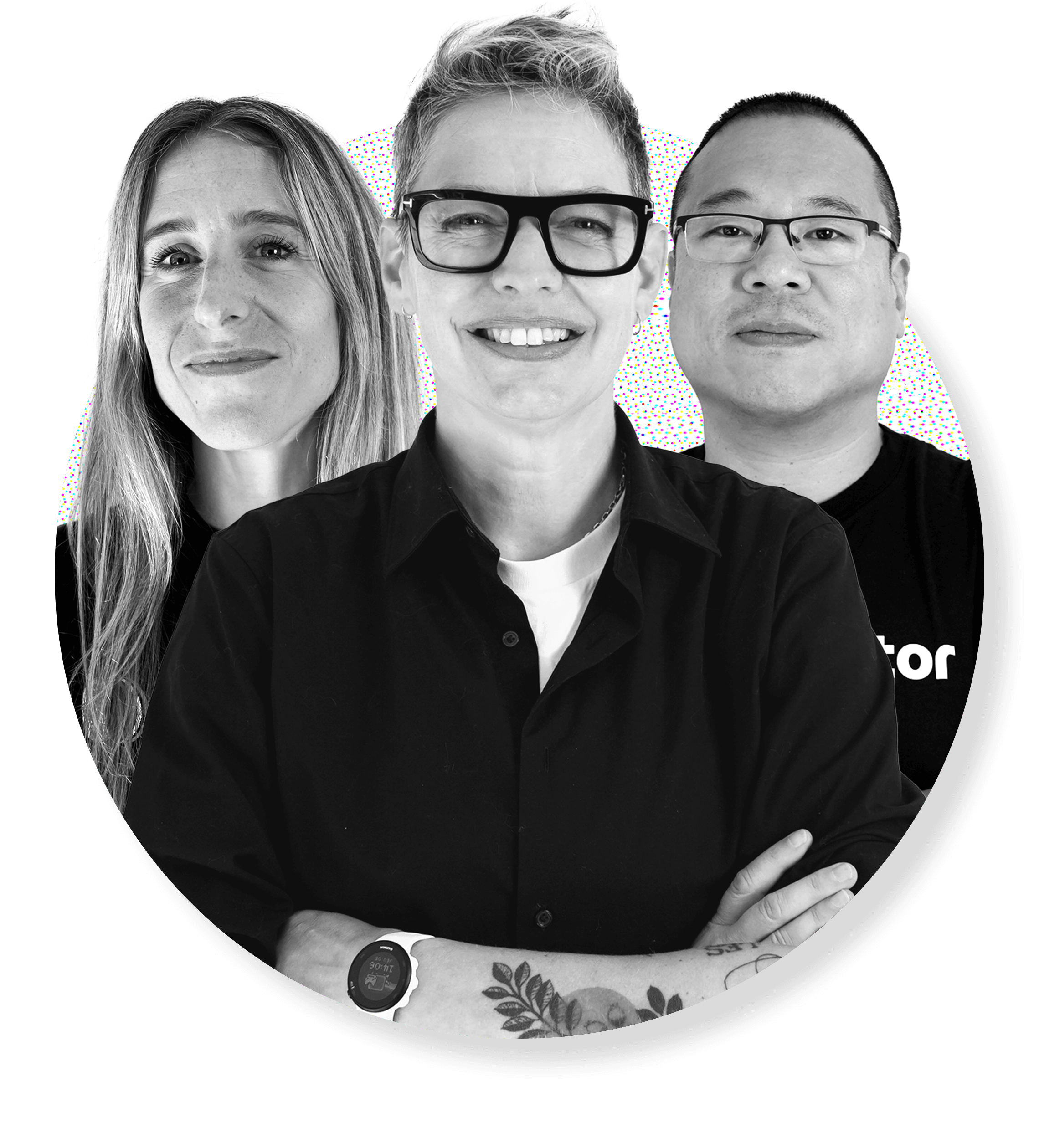 Trois employé.e.s de Reflector Divertissement